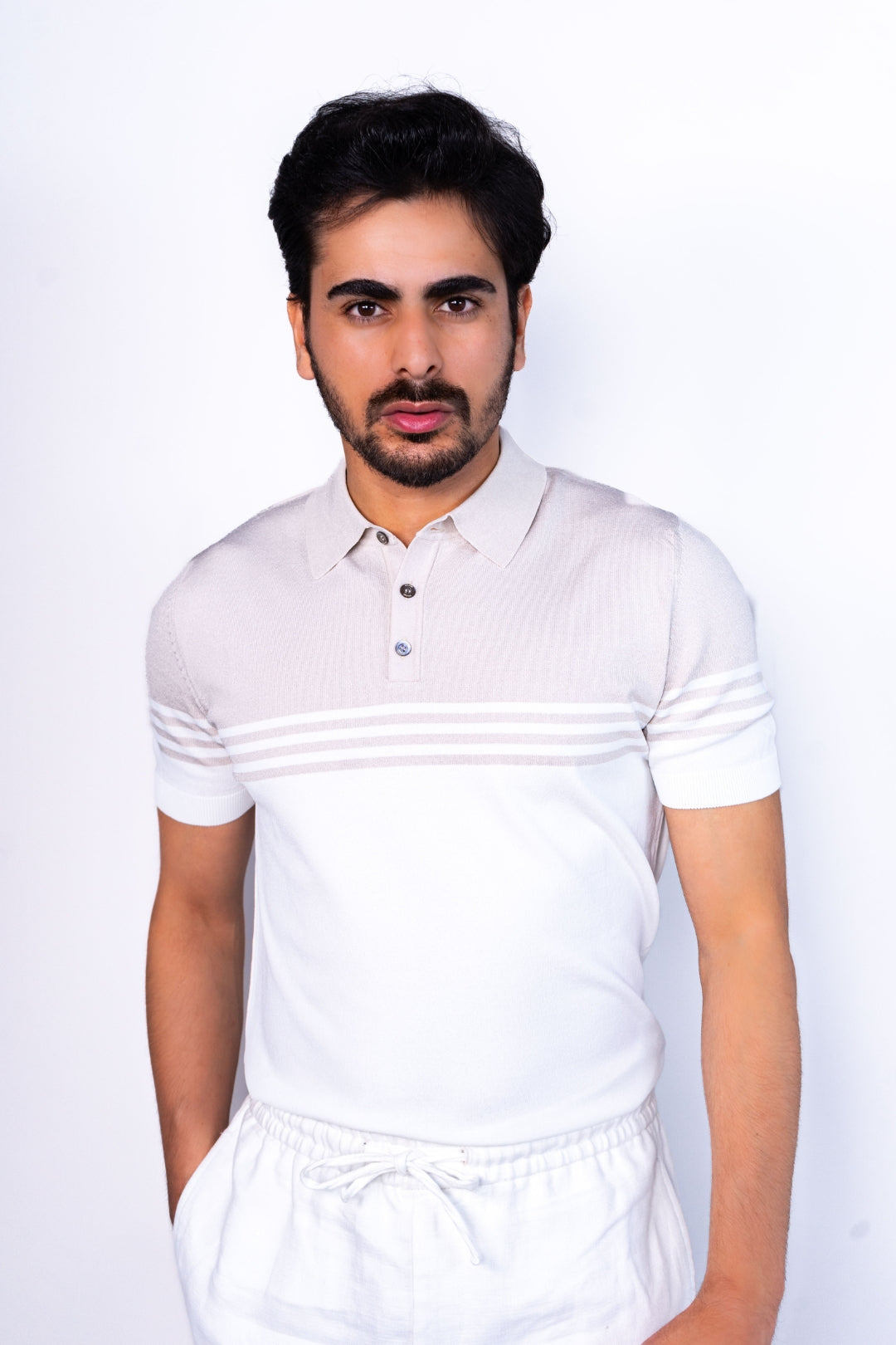Polo Beige Rayé