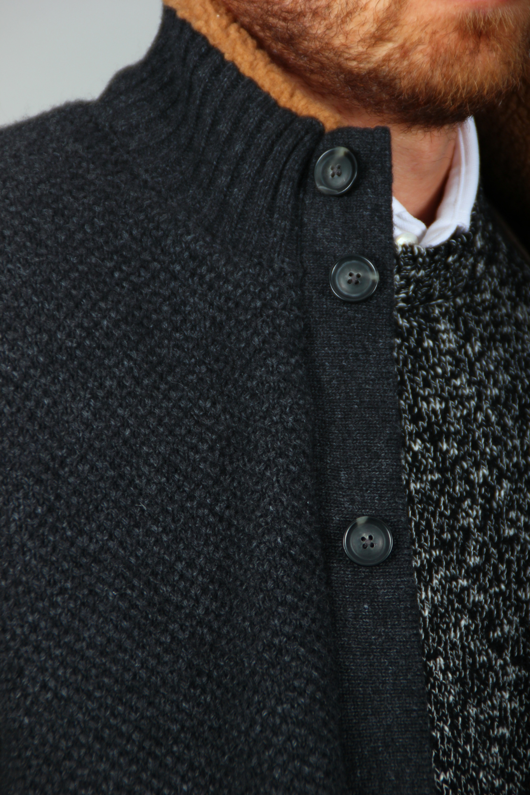 Pull Doudoune Gris en Laine Pure