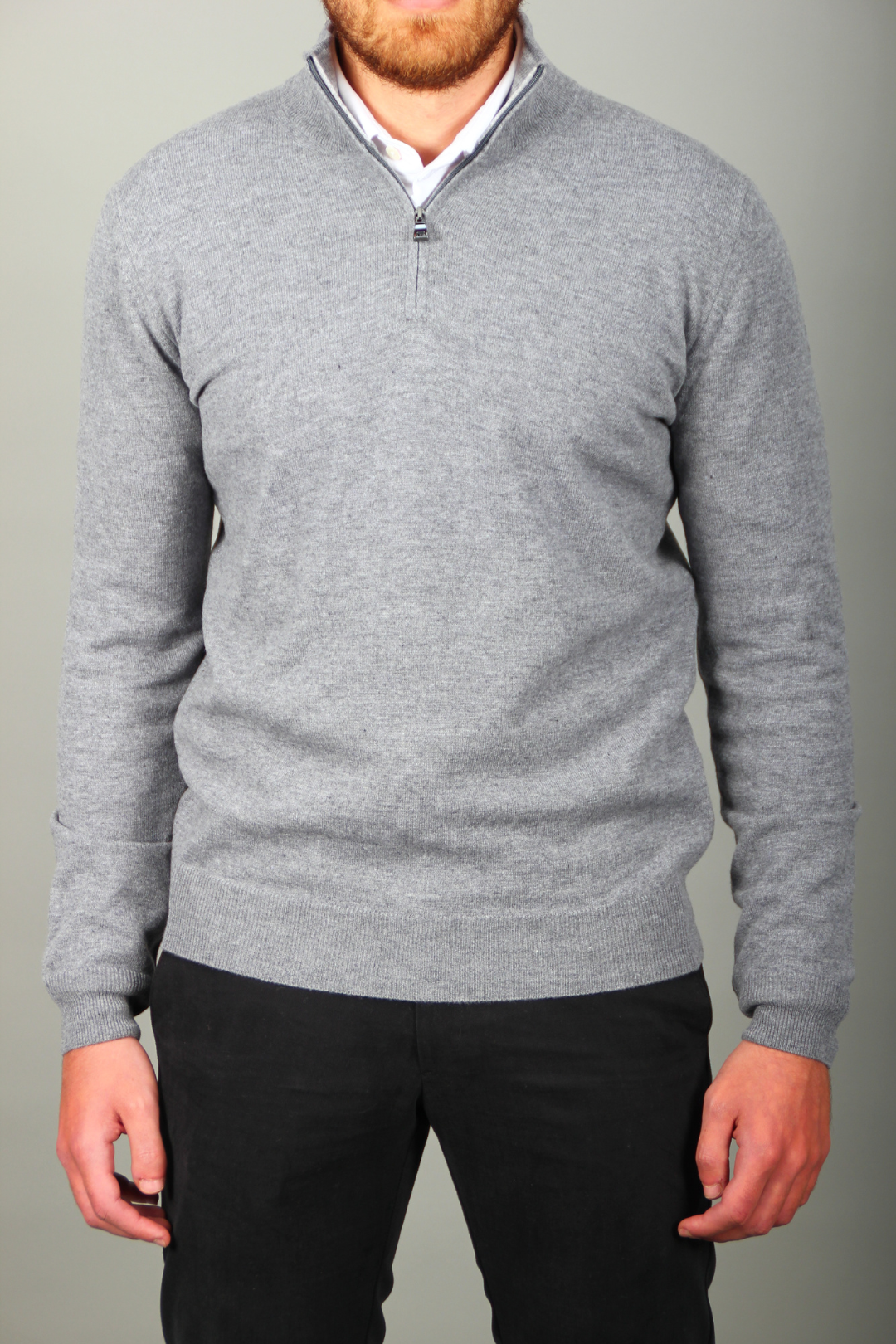 Pull Col Demi-Zip Gris