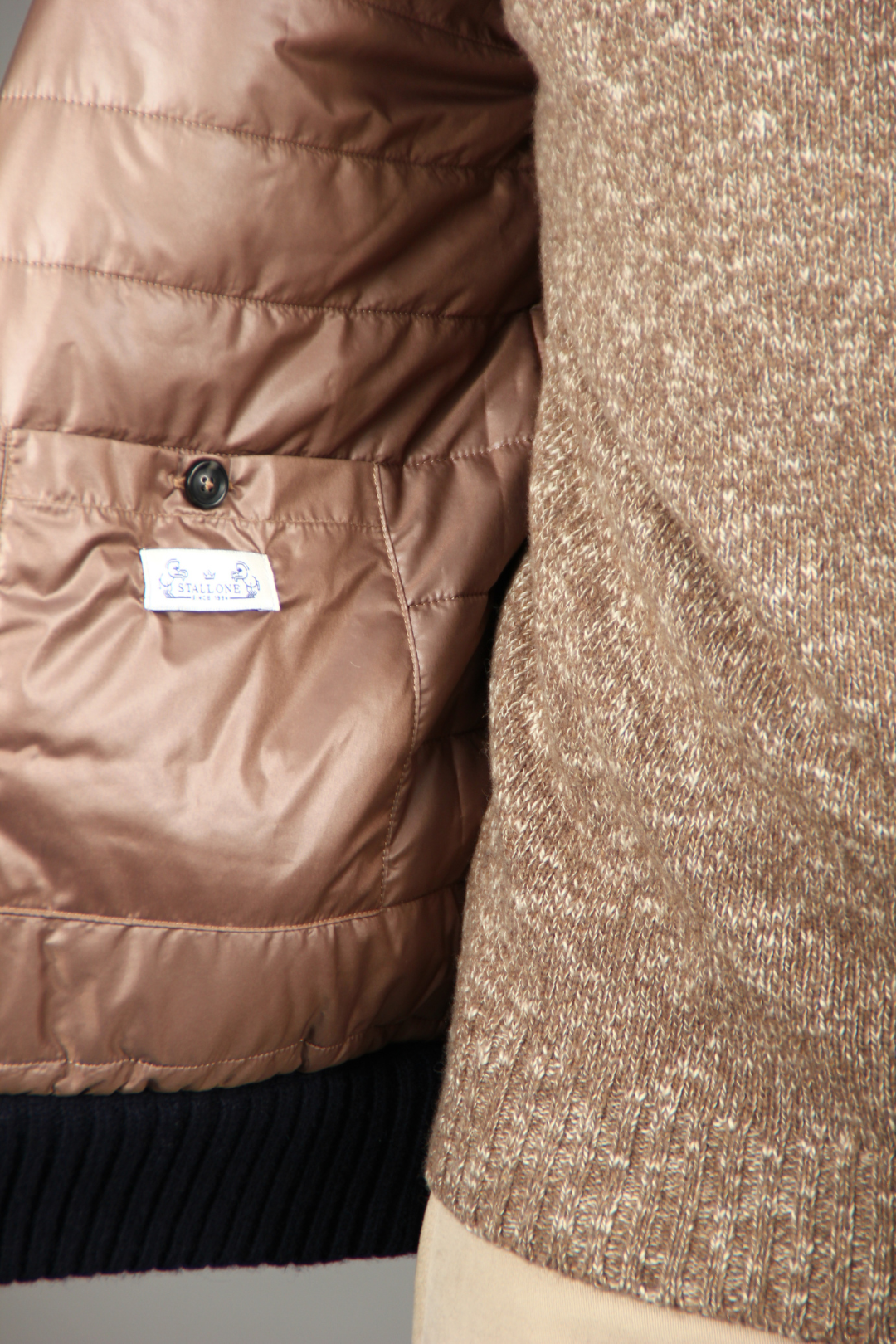 Pull Doudoune Bleu en Laine Pure