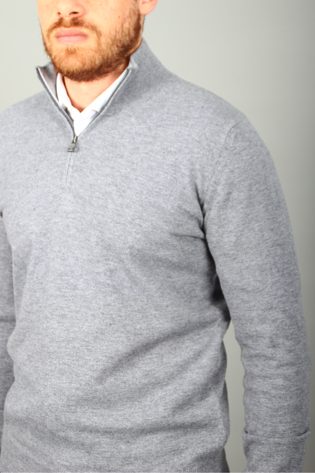 Pull Col Demi-Zip Gris