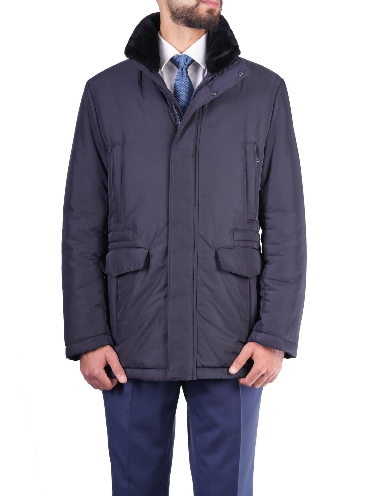 Blouson Bleu avec fourrure