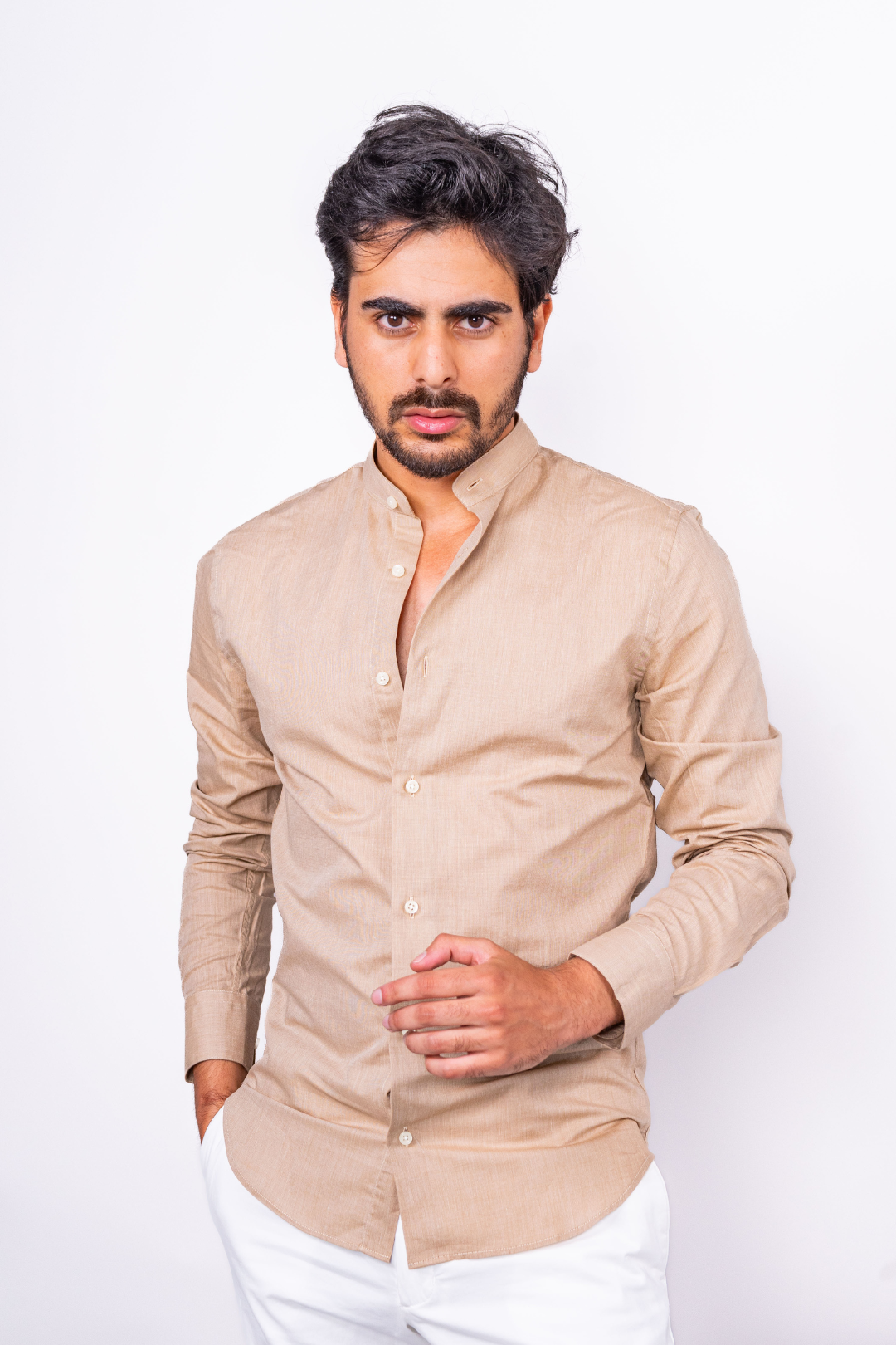 Chemise Camel col mao