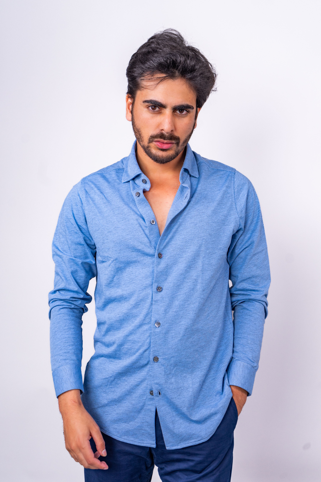 Pull Chemise Bleu Ciel