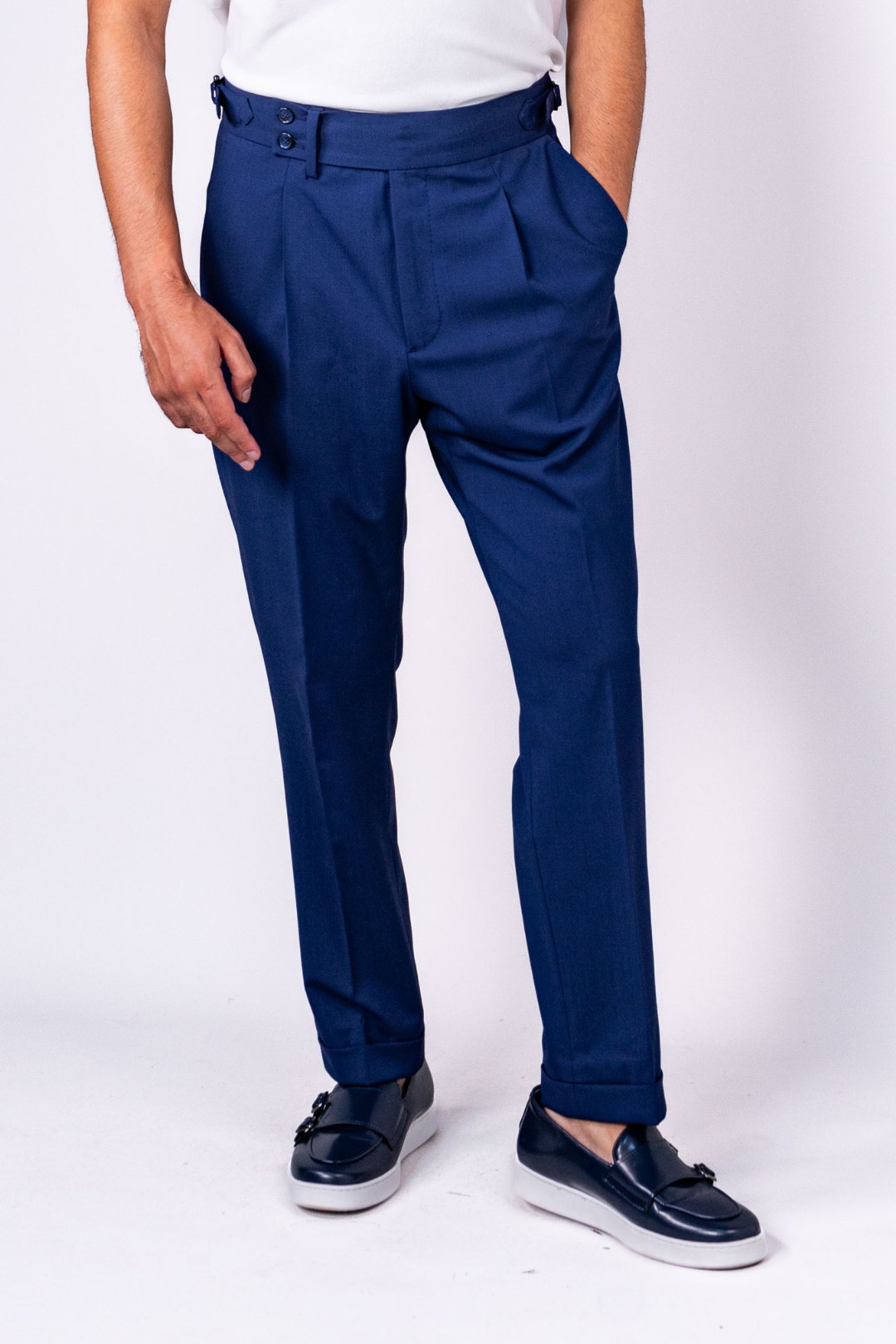 Pantalon Bleu Taille Haute