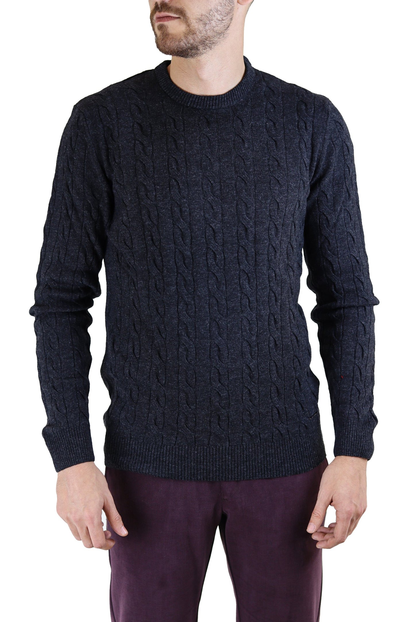 Pull Col Rond Gris Fer en Cachemire