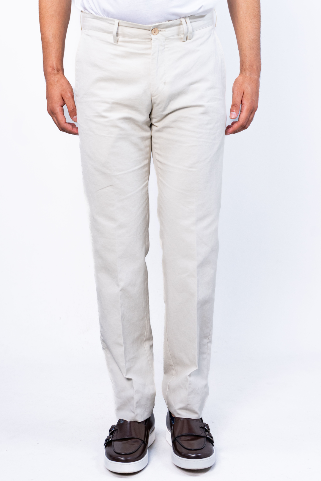 Pantalon Crème en Lin et Coton