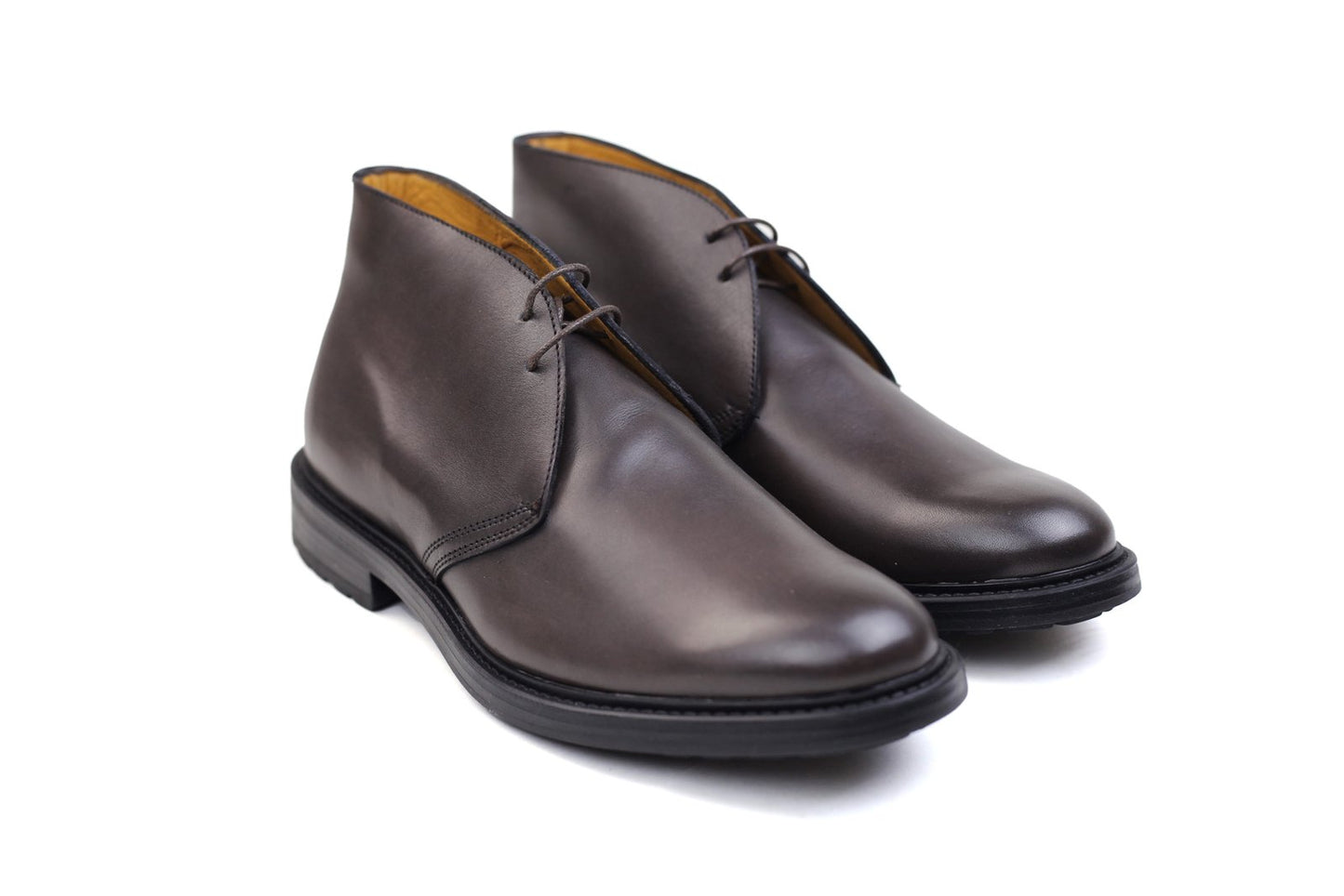 Bottines mi-hautes en cuir marron