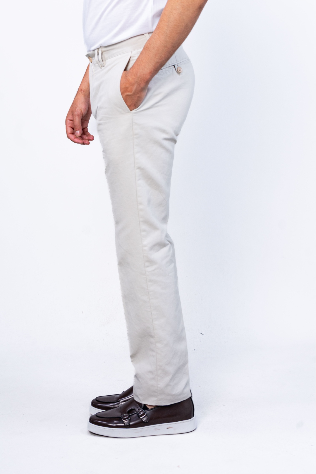 Pantalon Crème en Lin et Coton