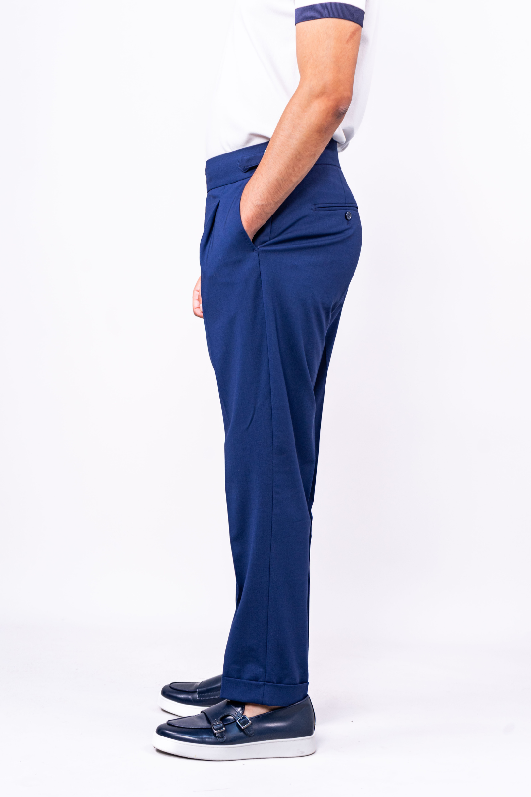 Pantalon Bleu Taille Haute