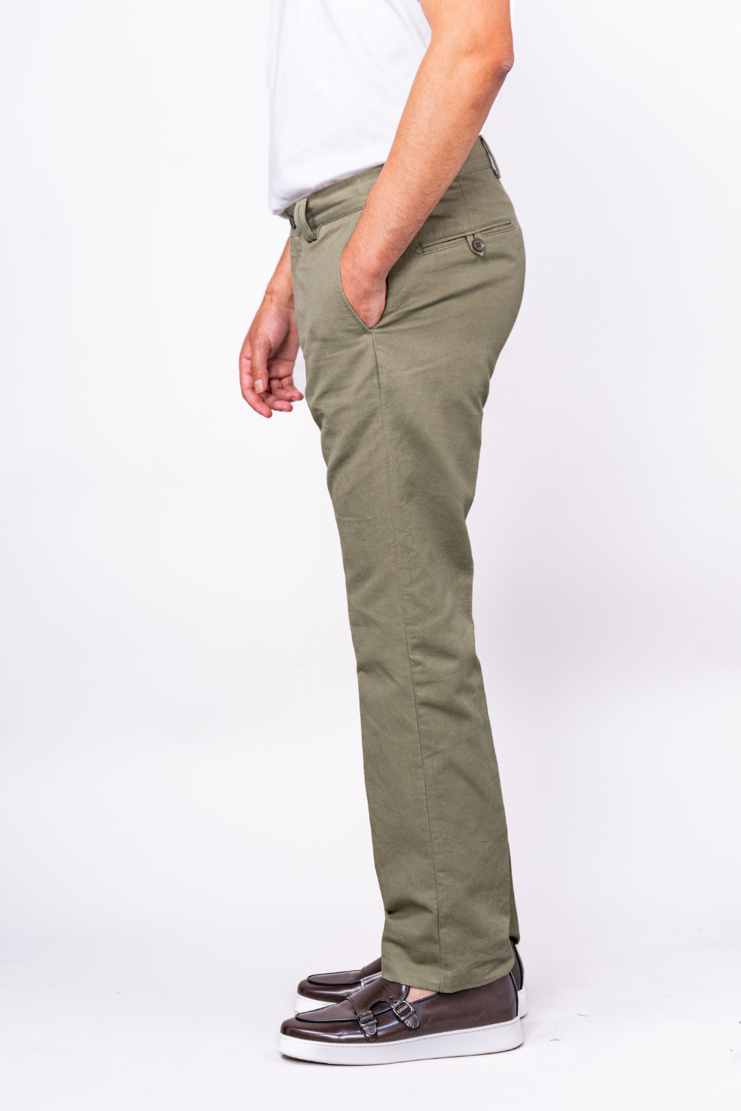 Pantalon Khaki en Lin et Coton