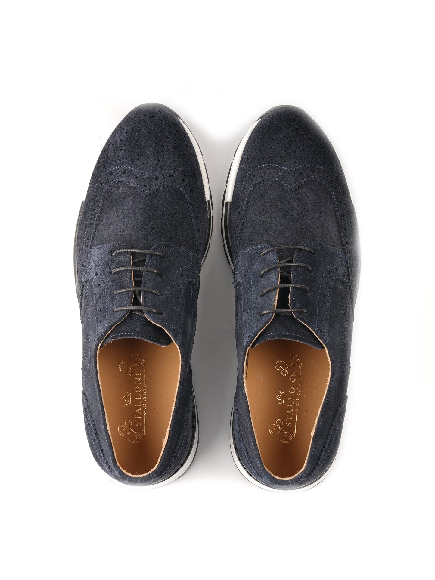 Derby sneakers bleu en daim