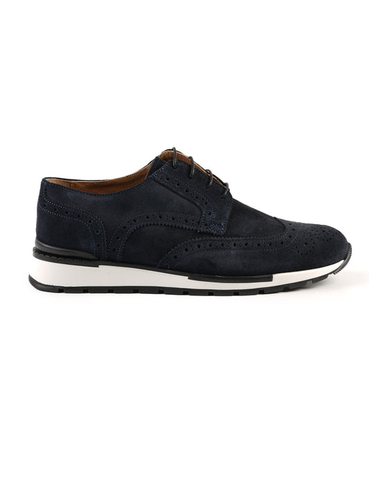 Derby sneakers bleu en daim