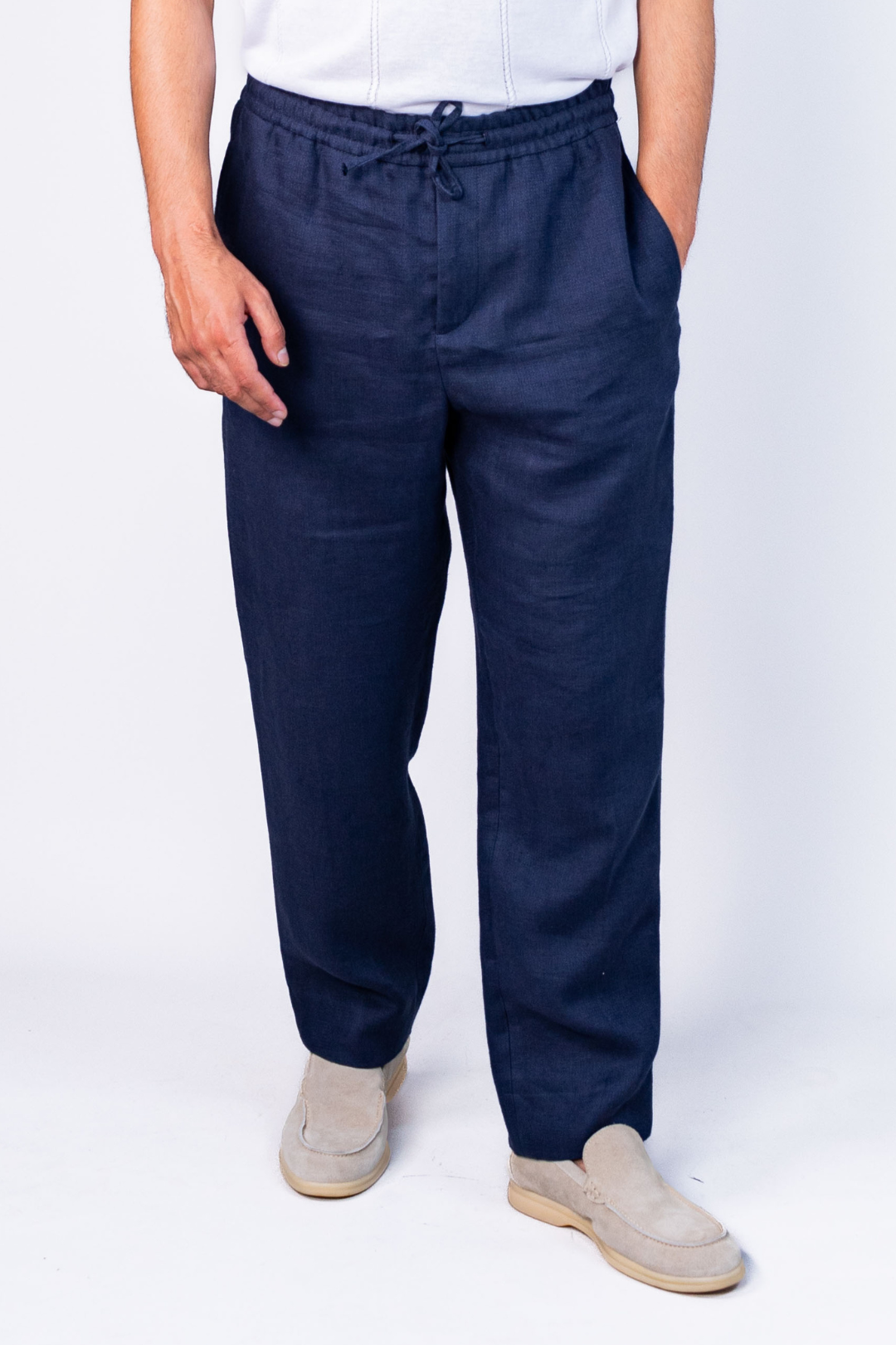 Pantalon Bleu en Lin