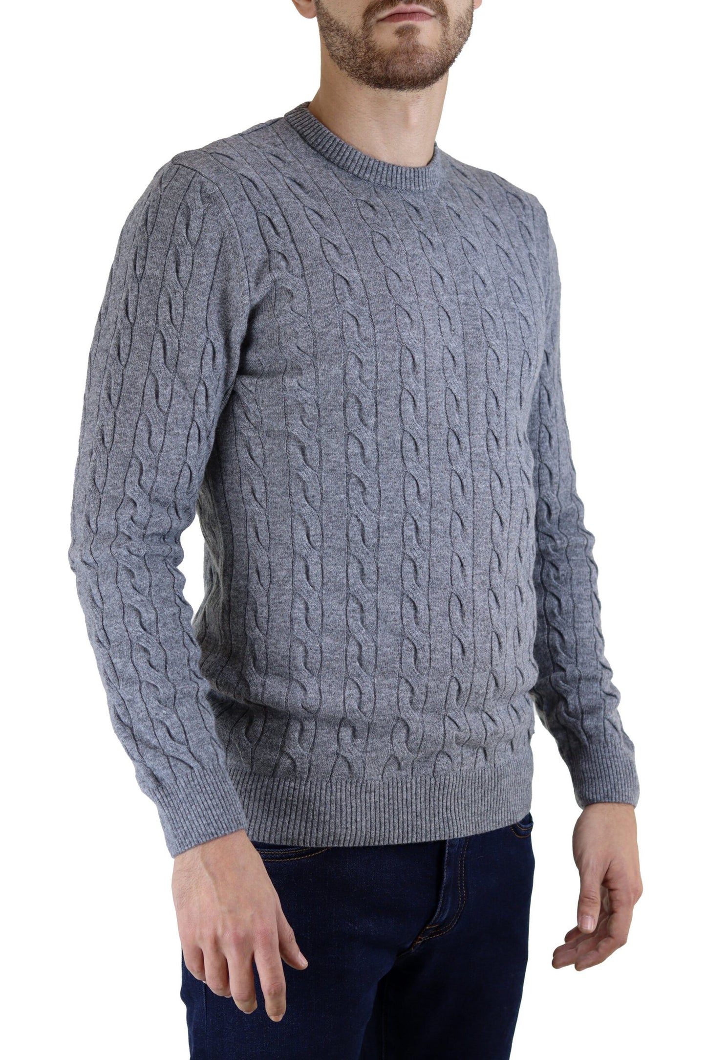 Pull Col Rond Gris en Cachemire