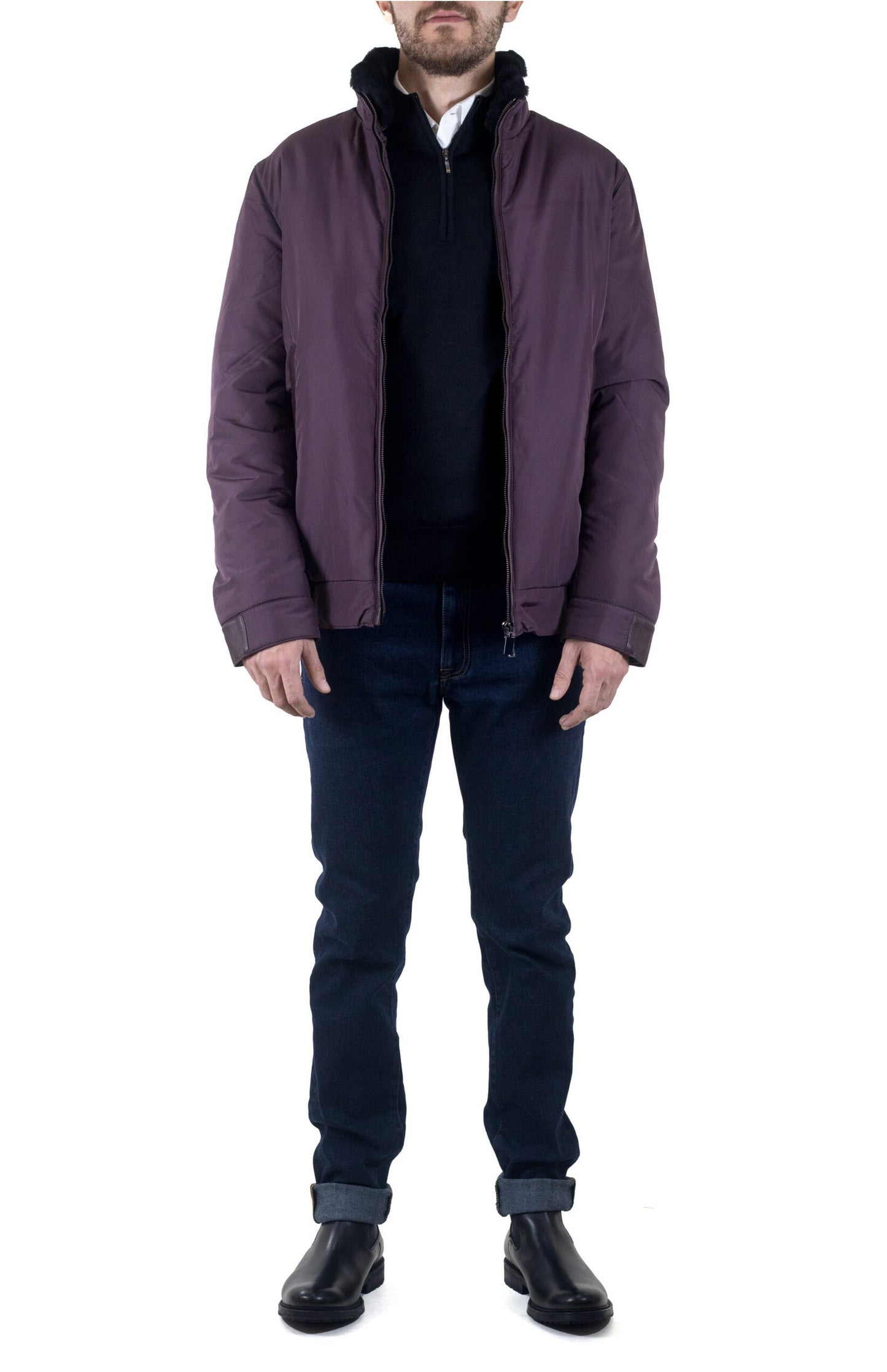 Jacket avec Fourrure Bordeaux