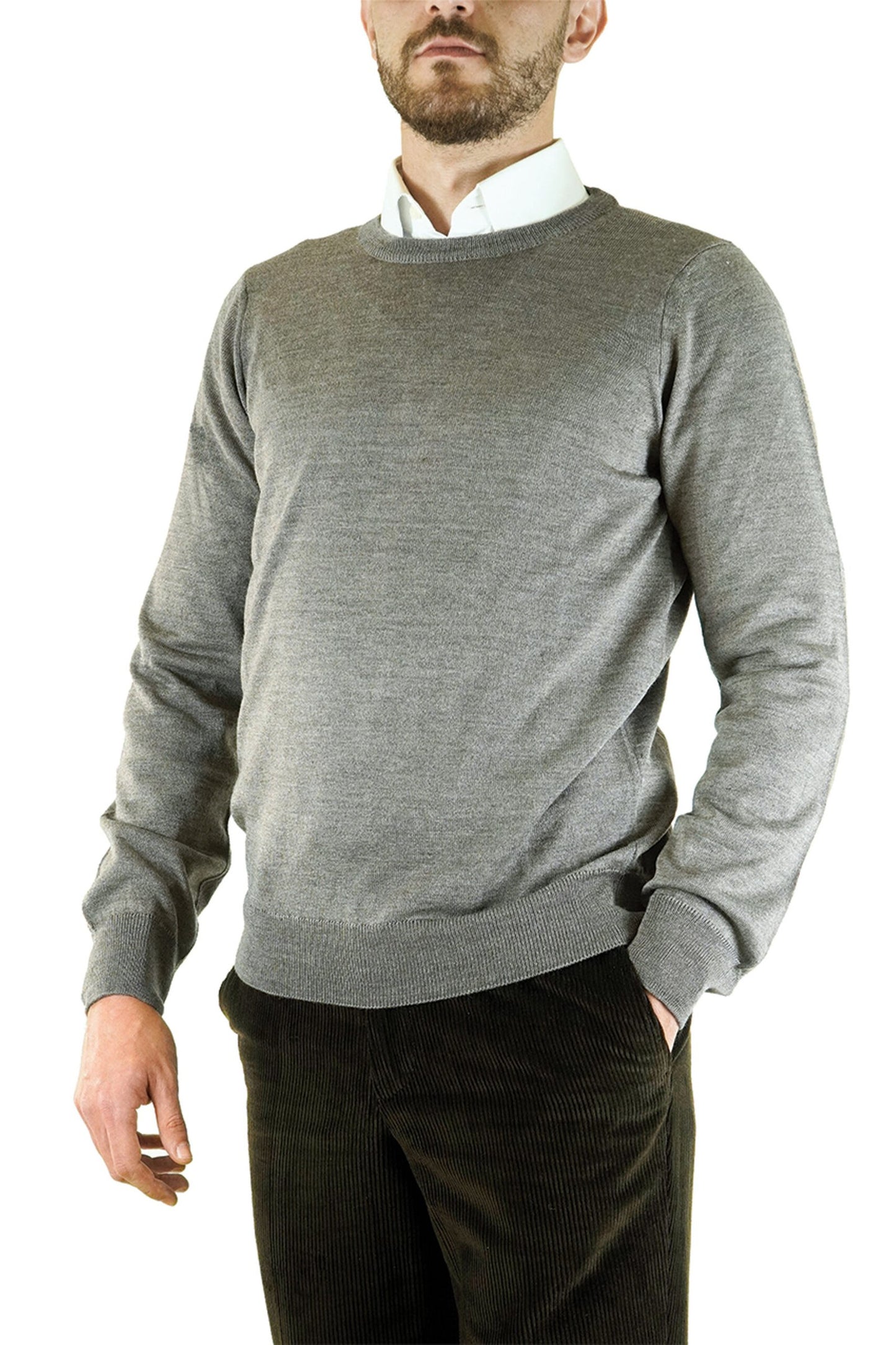 Pull col rond beige