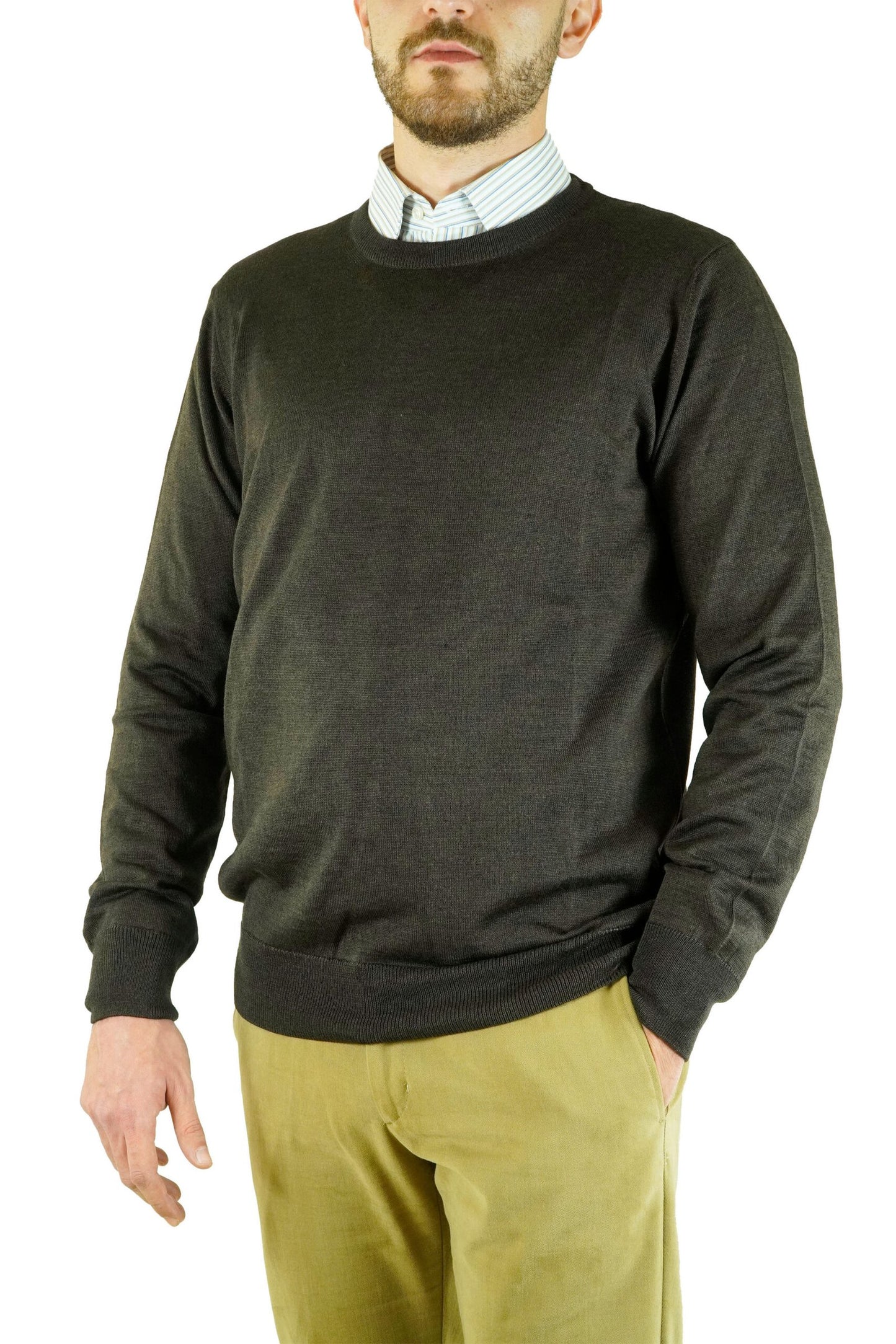 Pull col rond marron