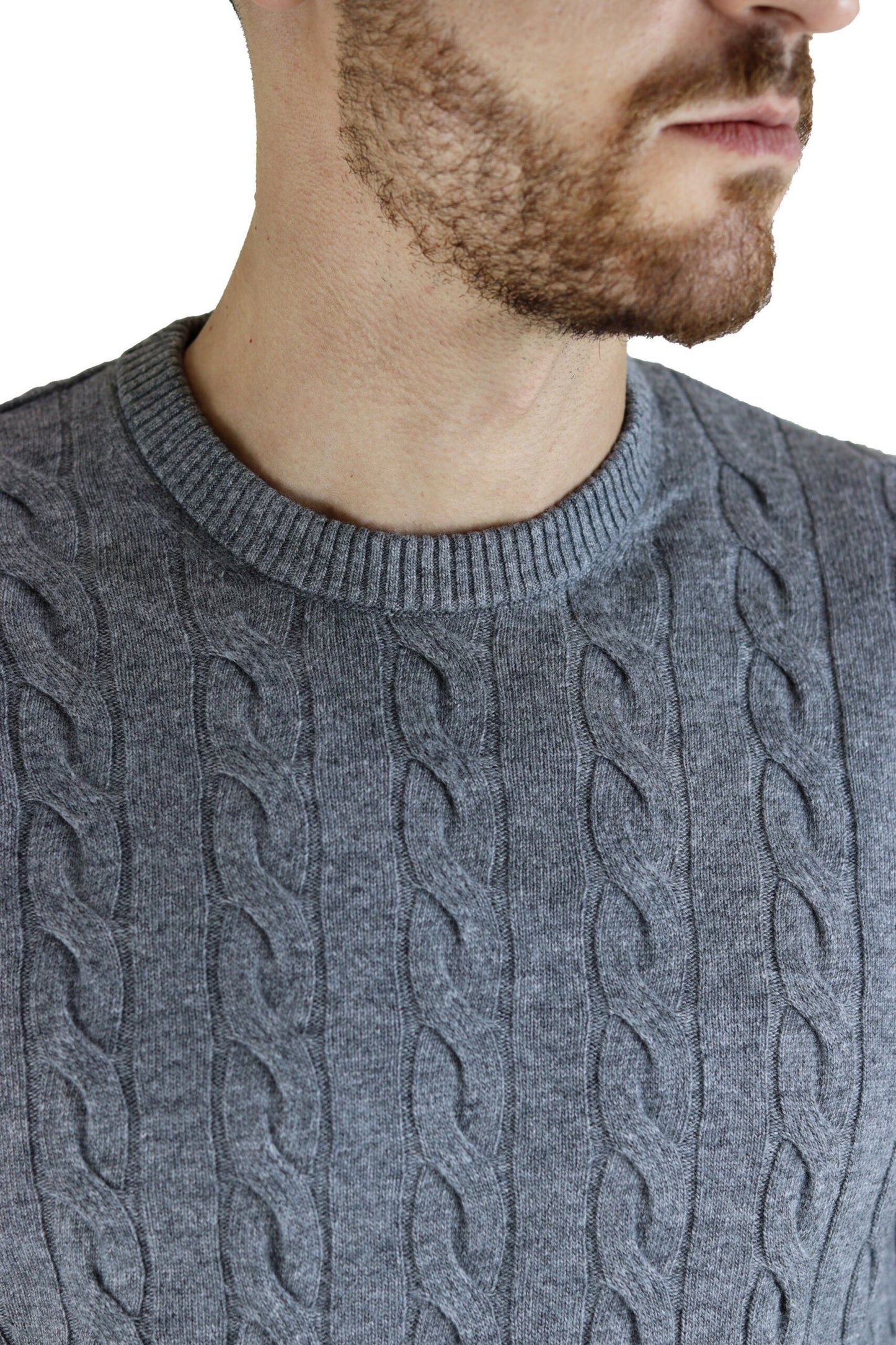 Pull Col Rond Gris en Cachemire